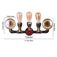 Lmsod 3 Lights Water Tube Wall Sconce, Retro Industrial Steampunk Wall Light Fixture In Antique Bronze