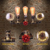 Lmsod 3 Lights Water Tube Wall Sconce, Retro Industrial Steampunk Wall Light Fixture In Antique Bronze