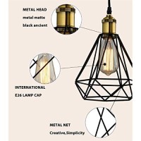 Riomasee Industrial Plug In Pendant Lighting 14.27 Ft Hanging Cord With On/Off Switch,Cage Black Metal Hanging Light Fixture For Farmhouse,Bedroom,Kitchen 2-Pack