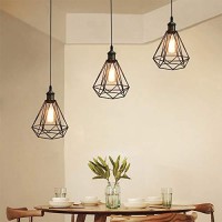 Riomasee Industrial Plug In Pendant Lighting 14.27 Ft Hanging Cord With On/Off Switch,Cage Black Metal Hanging Light Fixture For Farmhouse,Bedroom,Kitchen 2-Pack