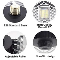 Lzhome 2-Pack Led Garage Lights, 6500Lumens E26/E27 Adjustable Trilights Garage Ceiling Light,60W Led Garage Light, Cri>80, 5000K Nature Light,Garage Lights With Adjustable Panels(No Motion Activate)