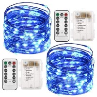 Twinkle Star 2 Set Christmas Fairy Lights Battery Operated, 33Ft 100 Led String Lights Remote Control Timer Twinkle String Lights 8 Modes Firefly Lights For Garden Party Indoor Decor, Multicolor