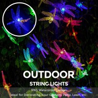 Ciaoye Dragonfly Solar String Lights, 30 Led 21Ft 8 Modes Solar Powered Outdoor Waterproof Fairy Lighting For Christmas Trees Garden Patio Fence Wedding Party Decor, Multi Color