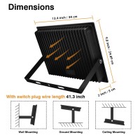 Zhma 2 Pack 150W Led Flood Lights Outdoor, 12000Lm Super Bright Work Light, Ip66 Waterproof, 6500K Daylight White, Outdoor Floodlights For Backyard,Playground,Basketball Court