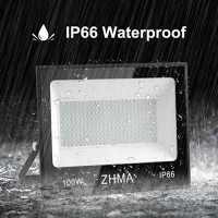 Zhma 100W Led Flood Lights Outdoor, Ip66 Waterproof Flood Lights,9000Lm Super Bright Led Work Light With Plug,6500K White Spot Light For Garage, Yard, Garden, Basketball Court Etc (2 Pack)