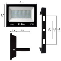 Zhma 100W Led Flood Lights Outdoor, Ip66 Waterproof Flood Lights,9000Lm Super Bright Led Work Light With Plug,6500K White Spot Light For Garage, Yard, Garden, Basketball Court Etc (2 Pack)