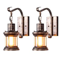 Rustic Wall Light Fixtures, Oil Rubbed Bronze Finish Indoor Vintage Wall Light Industrial Lamp Fixture Glass Shade Farmhouse Metal For Bedroom Living Room(2 Pack)