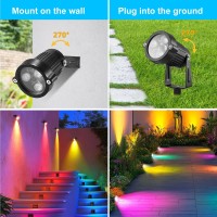 Ourleeme Lawn Flood Light Stake 2In1 Waterproof Outdoor Remote Controlle Landscape Lighting Spotlight Wall Light For Yard Gar