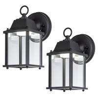 Lit-Path Outdoor Led Wall Lantern, Wall Sconce As Porch Lighting Fixture, 5000K Daylight White, 9.5W, 800 Lumen, Aluminum Housing Plus Glass, Outdoor Rated, 2-Pack