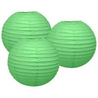 Pack Of 3 Round Paper Lanterns Lamp Wedding Birthday Party Decoration (Light Green, 8