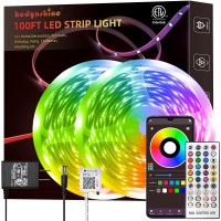 Hedynshine Led Strip Lights 100Ft, Rgb Color Changing Smart Strip Lights By App, Sync To Music,40 Key Remote Control,Led Lights For Bedroom