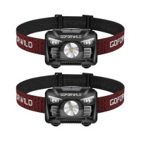 Goforwild 2 Pack Of Rechargeable Headlamp, 500 Lumens Head Lamp With Red Light And Motion Sensor Switch, Perfect For Running, Hiking, Lightweight, Waterproof, Adjustable Headband, 5 Display Modes