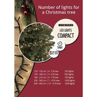 Lumineo 1000 Led Warm White Christmas Compact Lights Set, Green Wire 74 Feet