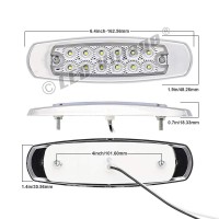 Ledvillage 64 Inch Clear Lens White 12 Led Side Marker Lights For Trailer Truck Lorry Bus Waterproof Wchrome Housing 12V Dc P