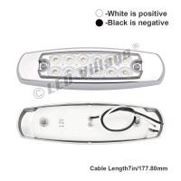 Ledvillage 64 Inch Clear Lens White 12 Led Side Marker Lights For Trailer Truck Lorry Bus Waterproof Wchrome Housing 12V Dc P