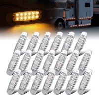 Ledvillage 20 Pcs 64 Inch Clear Lens Amber Led Side Marker Turn Signal Lights Clearance Parking Lamps For Truck Trailer Lorry T