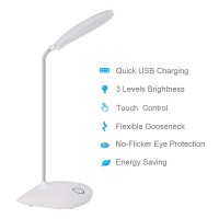 Deeplite Led Desk Lamp With Flexible Gooseneck 3 Level Brightness, Battery Operated Table Lamp 5W Touch Control, Compact Portable Lamp For Dorm Study Office Bedroom(Set Of 2)