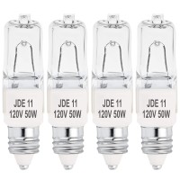 4-Pack Jde11 120V 50W Halogen Jde11 50W Bulb Warm White 50 Watt T4 E11 Bulb Jde 11 T4 50W For Chandeliers, Pendants, Table Lamps, Cabinet Lighting, Mini-Candelabra Base T4 Bulb, By Bluexbulbs