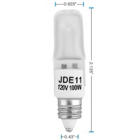 4-Pack Jde11 120V 100W Frosted Halogen Jde11 100W Bulb Warm White 100 Watt T4 E11 Bulb Frosted Jd E11 T4 100W For Chandeliers, Pendants, Table Lamps, Cabinet Lighting, Mini-Candelabra Base T4 Bulb