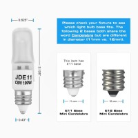 4-Pack Jde11 120V 100W Frosted Halogen Jde11 100W Bulb Warm White 100 Watt T4 E11 Bulb Frosted Jd E11 T4 100W For Chandeliers, Pendants, Table Lamps, Cabinet Lighting, Mini-Candelabra Base T4 Bulb