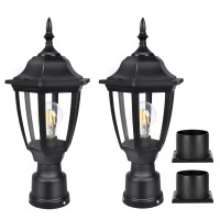 Fudesy Outdoor Post Lights, Electric Exterior Lamp Post Light Fixture With Pier Mount Base, Led Bulb Included, Anti Corrosion Black Plastic Materials, Pole Lanterns For Garden, Patio, Pathway