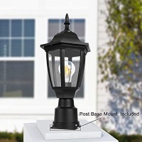 Fudesy Outdoor Post Lights, Electric Exterior Lamp Post Light Fixture With Pier Mount Base, Led Bulb Included, Anti Corrosion Black Plastic Materials, Pole Lanterns For Garden, Patio, Pathway