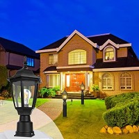 Fudesy Outdoor Post Lights, Electric Exterior Lamp Post Light Fixture With Pier Mount Base, Led Bulb Included, Anti Corrosion Black Plastic Materials, Pole Lanterns For Garden, Patio, Pathway