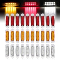 Ledvillage 30 Pcs 12V Dc 64 Inch 10 Amber 10 Red 10 White 12 Led Side Marker Lights Trailer Truck Suv Chrome Bezel