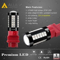 Alla Lighting 2800Lm 3156 3157 Led Strobe Brake Lights Bulbs, Pure Red Xtreme Super Bright T25 Wedge 5730 33-Smd 12V Flashing Stop Lamps 3057 3457 4157 4057 3056 3057K 4057Kx 3157Ll