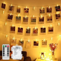 Magnoloran 50 Led Photo Clip String Lights With Remote Battery Operated Fairy Clip Twinkle Lights For Home Halloween Thanksgivin