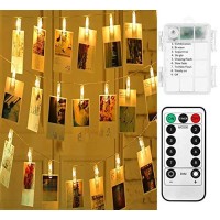 Magnoloran 50 Led Photo Clip String Lights With Remote Battery Operated Fairy Clip Twinkle Lights For Home Halloween Thanksgivin