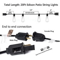 Goothy 20Ft Outdoor String Lights With 22 Edison Bulbs(2 Spare), 7W E17 Intremediate Base St40 Vintage Outdoor Patio Lights Waterproof Ul Listed For Bistro Garden Backyard Party Wedding Decor-Black