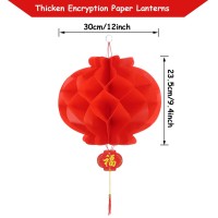 Bememo 20 Pieces Chinese New Year Red Paper Lanterns Thickened Encryption Chinese Hang Lantern Decorations For Spring Festival New Year, Wedding And Restaurant