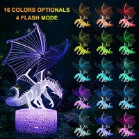 Dinosaur Night Lighting Lamp For Boys 3D Illusion 16 Colors Change With Remote & Touch Control Kids Birthday Gift Children Bedroom Decor