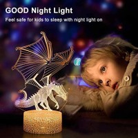 Dinosaur Night Lighting Lamp For Boys 3D Illusion 16 Colors Change With Remote & Touch Control Kids Birthday Gift Children Bedroom Decor