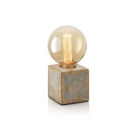 Auraglow Mysa Cube Modern Contemporary Cement Bronze Bedside Table Desk Lamp