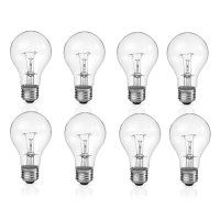 Circle (Pack Of 8) Incandescent 60 Watt A19 Light Bulb: Clear Standard Household E26 Medium Base Rough Service Light Bulbs