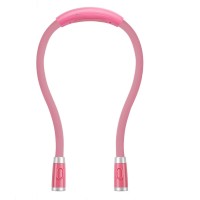 Rechargeable Led Neck Reading Light, Book Lights For Reading In Bed, 3 Brightness Levels, 2 Flexible Soft Silicone Arms Comfortable Wear, Long Lasting. Perfect For Bookworms, Craft & Knitting (Pink)