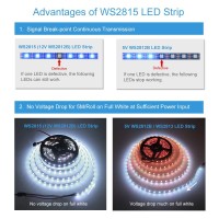 Alitove 164Ft Ws2815 Led Strip Individually Addressable 300 Pixels Strip Light Dual Signal Rgb 12V Flexible Programmable Led St