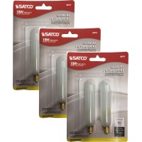 Satco S3715 Set Of 3 Blister Packs Each With Two T6 Candelabra Tubular 15 Watt 120V Incandescent Dimmable Frosted Bulbs Total O