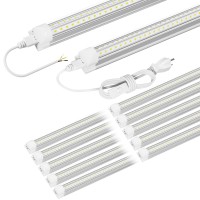 Onlylux 8Ft Led Shop Light Fixture, 8 Foot Led Lights,72W 9500Lm 6500K Led, 96'' T8 Integrated Led Tube, Linkable Led Bulbs For Garage, Warehouse, V Shape Clear Lens (10 Pack)