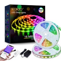 Korjo Dream Color Led Strip Lights 328Ft10M Bluetooth Led Chasing Light With App 12V 300 Leds 5050 Rgb Color Changing Rope L