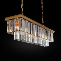 Meelighting L39.4 W10.2 Gold Rectangle Modern Crystal Chandeliers Lighting Pendant Ceiling Lights Fixture Lamp For Dining Living Room