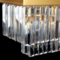 Meelighting L39.4 W10.2 Gold Rectangle Modern Crystal Chandeliers Lighting Pendant Ceiling Lights Fixture Lamp For Dining Living Room