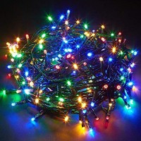 Lumineo 500 Led Multi-Colored Christmas Compact Lights Set, Green Wire 36 Feet