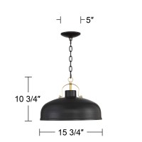 Possini Euro Design Camden Black Warm Brass Hanging Pendant Lighting 15 3/4