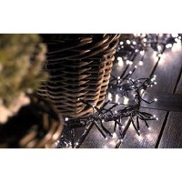 Lumineo 192 Led Warm White Battery-Operated Christmas Lights Set, Black Wire 47 Feet