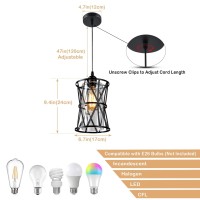 Hmvpl Pendant Lights Kitchen Island, Farmhouse Pendant Light Fixture For Kitchen Island Dining Room Over Sink Hallway, Black Swag Light Chandelier, Glass Hanging Lamp