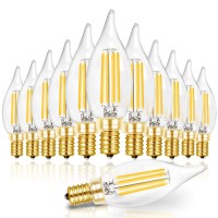 Hizashi Candelabra Led Light Bulbs, E12 Led Bulb 40W Dimmable, 90+ Cri 4W 450Lm 5000K Daylight White, Ca10 Chandelier Light Bulbs, Flame Tip Candle Light Bulbs, Ul Listed - 12 Pack