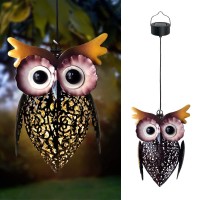 Petrala Solar Lantern Lights Hanging Outdoor Vintage Cute Owl Metal Lanterns 7 Lumens Brown For Garden Patio Porch Christmas Decoration Gifts